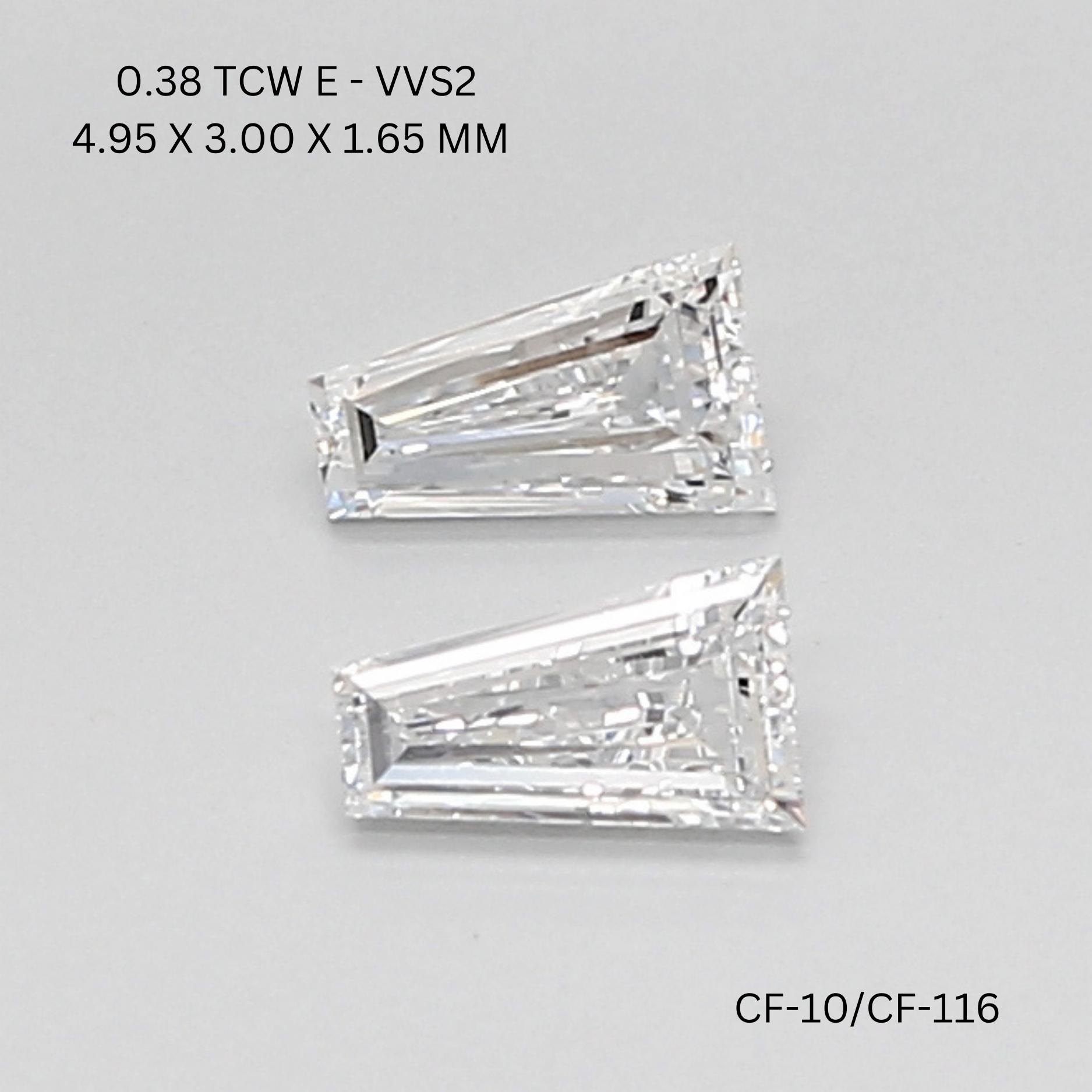 0.38 CT E VVS2 TAPER diamond Pairs Inventory