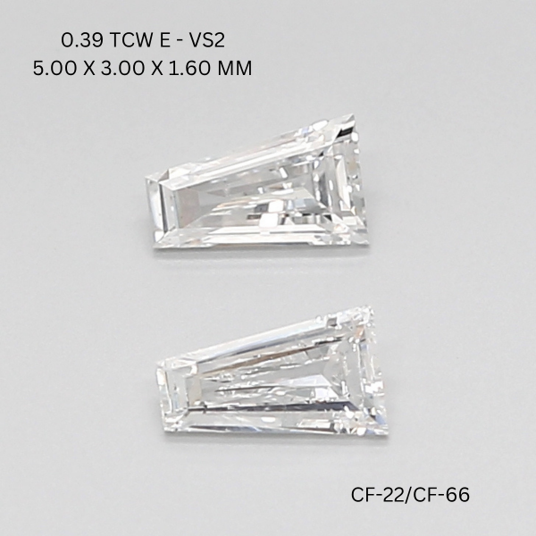 0.39 CT E VS2 TAPER diamond Pairs Inventory