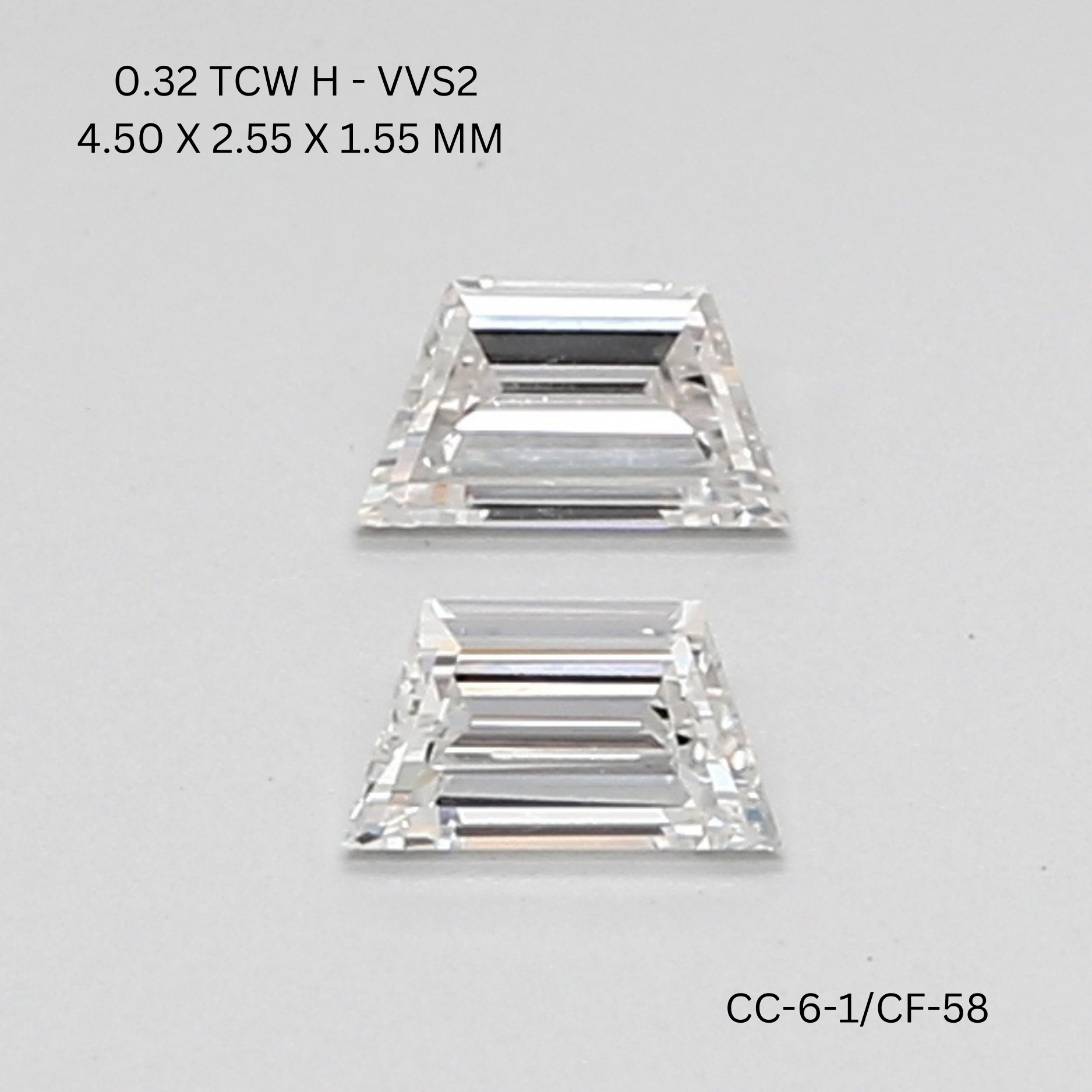 0.32 CT H VVS2 TRAPEZOID diamond Pairs Inventory