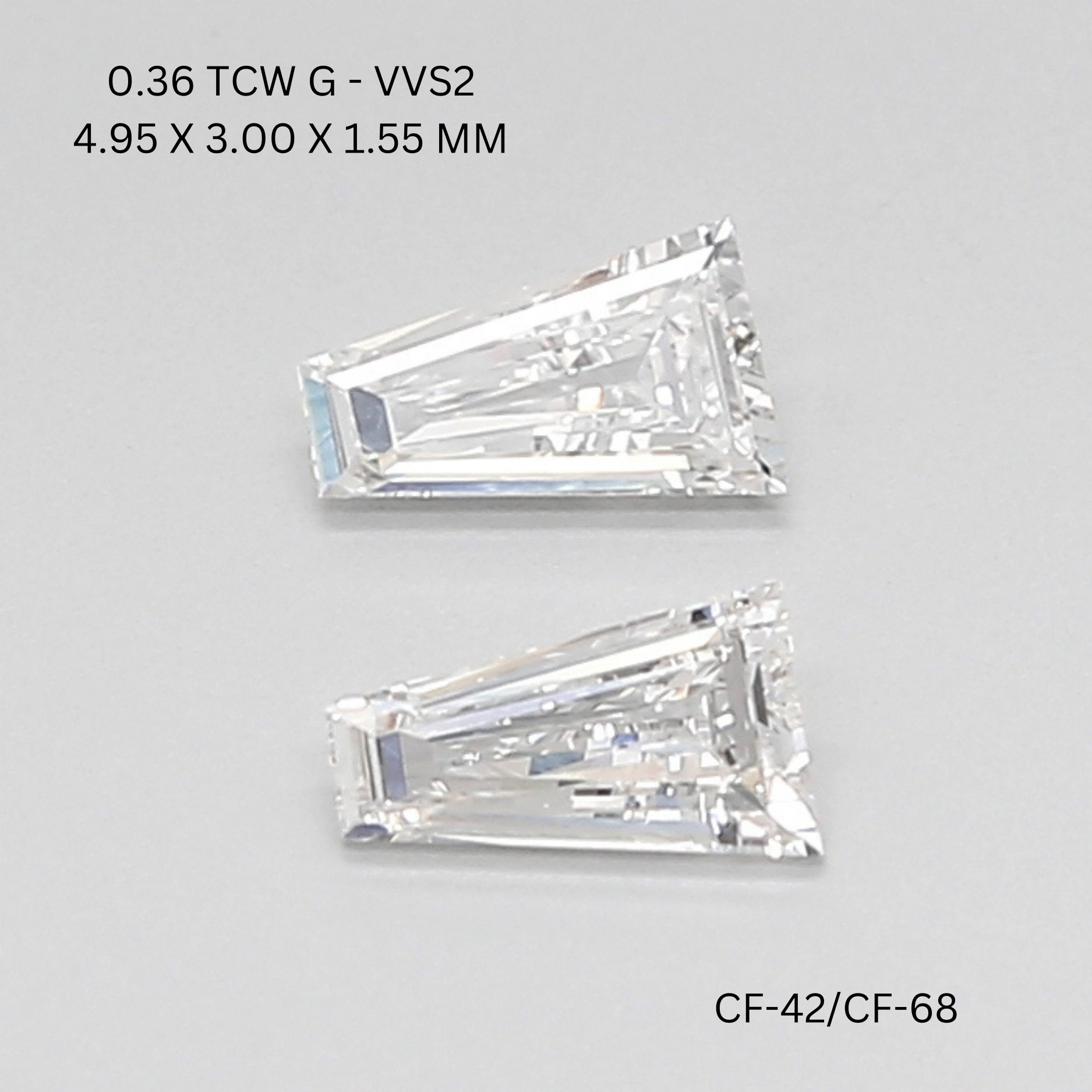 0.36 CT G VVS2 TAPER diamond Pairs Inventory