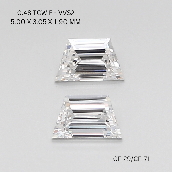 0.48 CT E VVS2 TRAPEZOID diamond Pairs Inventory