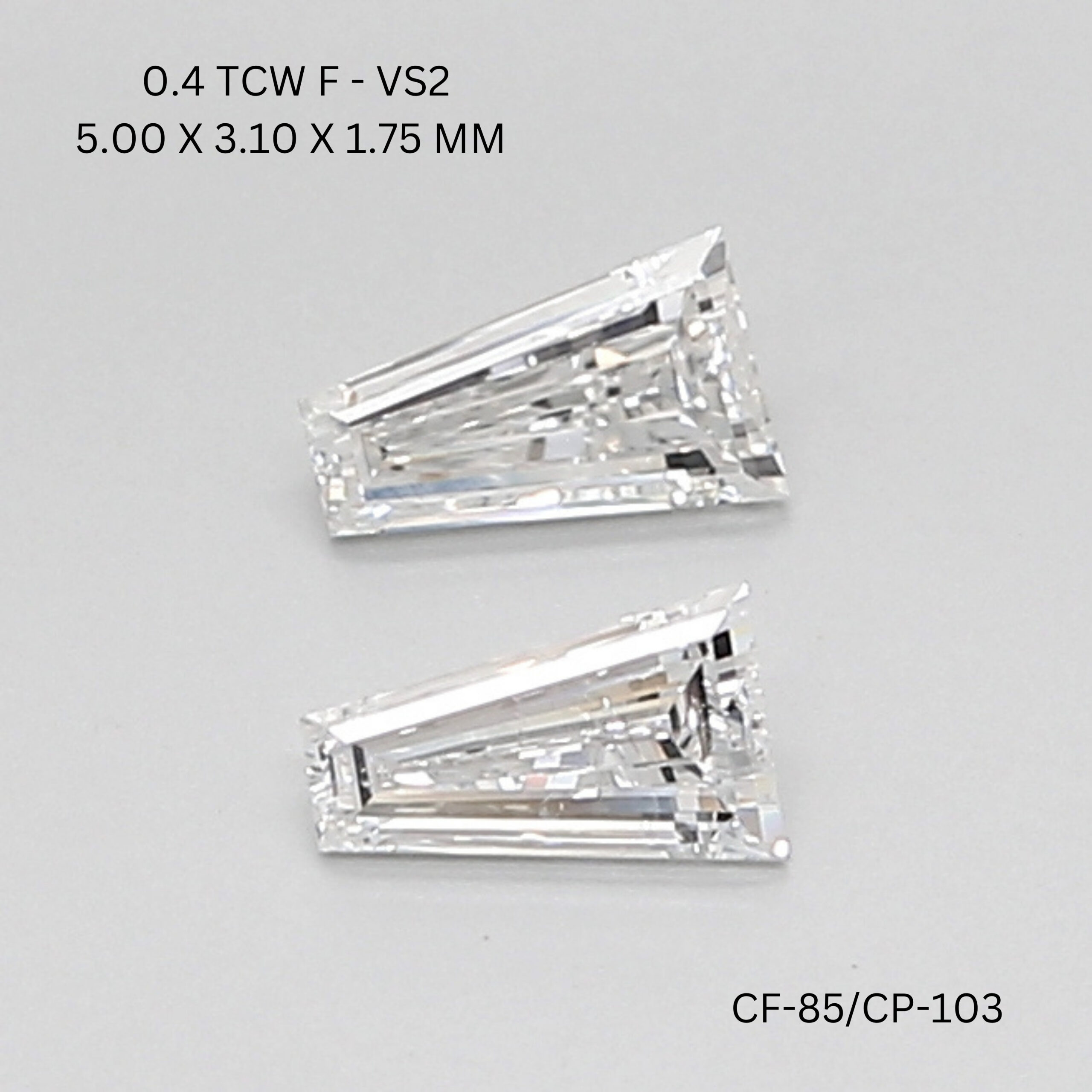 0.20 CT F VS2 TAPER diamond Pairs Inventory
