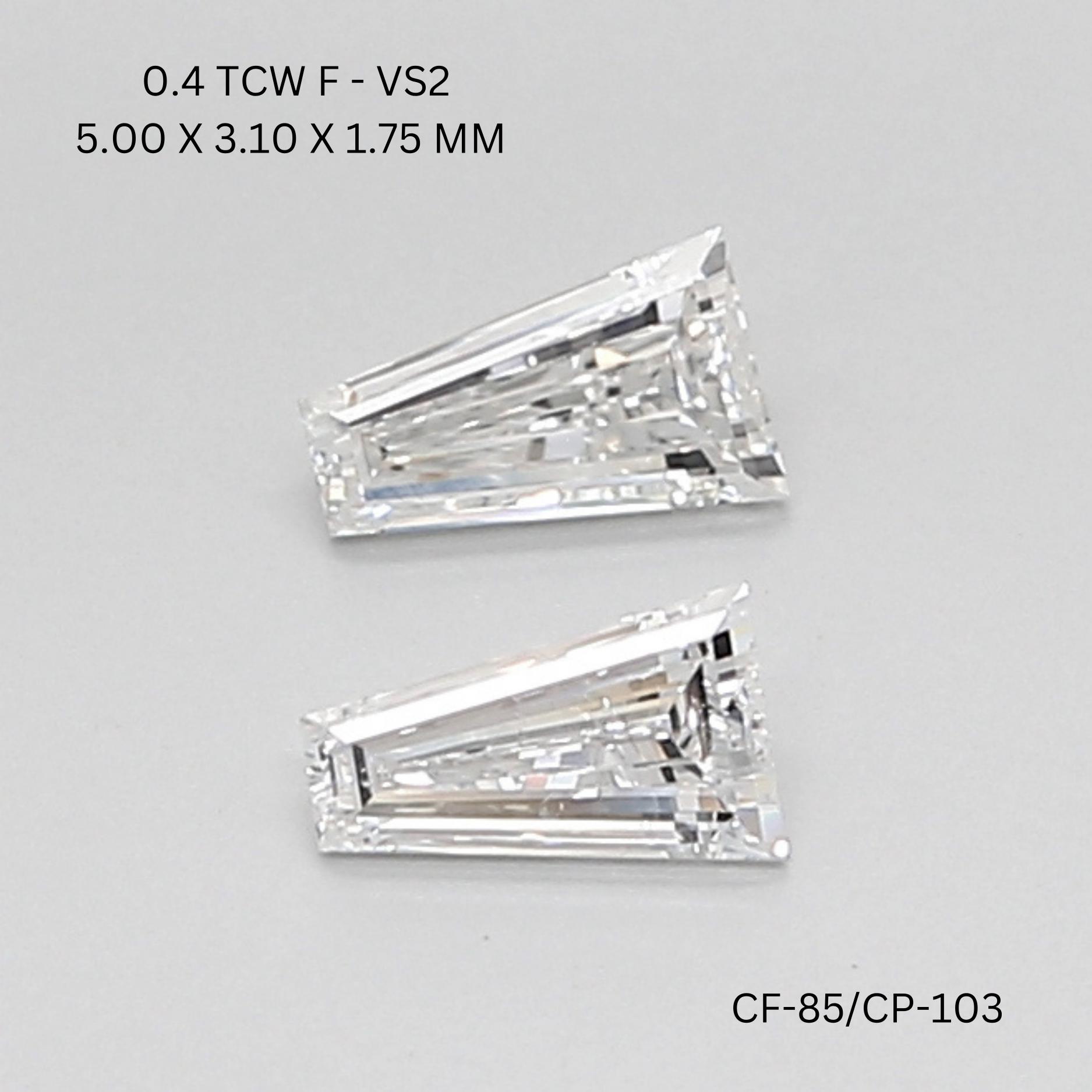 0.4 CT F VS2 TAPER diamond Pairs Inventory