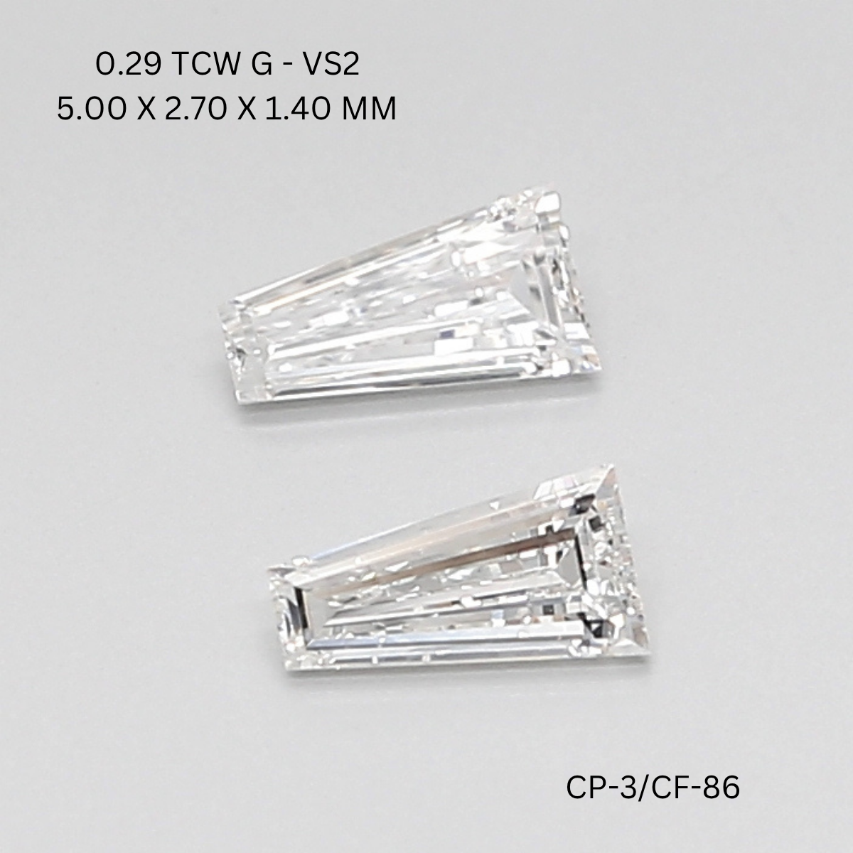 0.29 CT G VS2 TAPER diamond Pairs Inventory