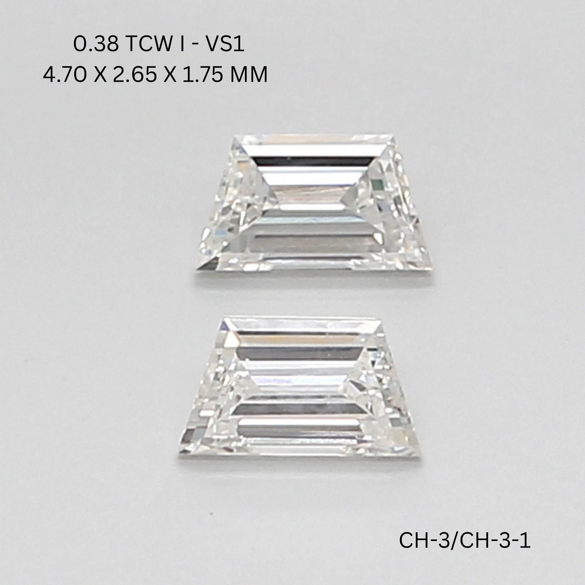 0.38 CT I VS1 TRAPEZOID diamond Pairs Inventory