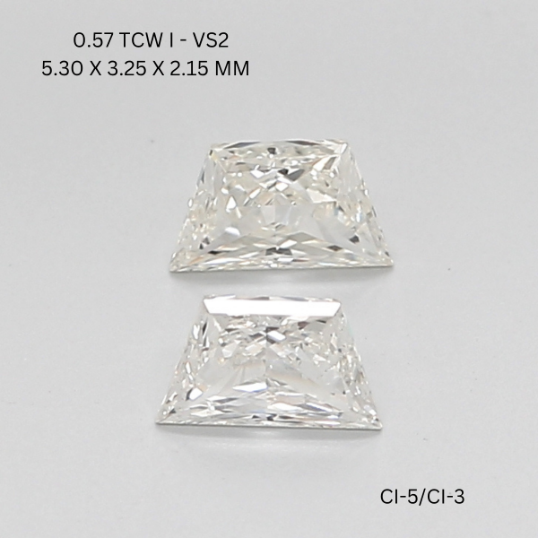 0.57 CT I VS2 TRAPEZOID diamond Pairs Inventory