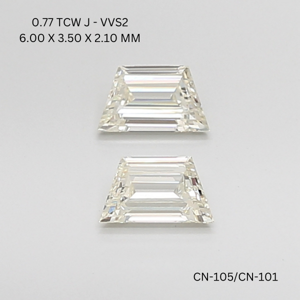 0.77 CT J VVS2 TRAPEZOID diamond Pairs Inventory