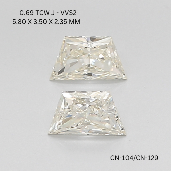 0.69 CT J VVS2 TRAPEZOID diamond Pairs Inventory