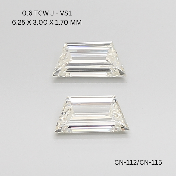 0.6 CT J VS1 TRAPEZOID diamond Pairs Inventory