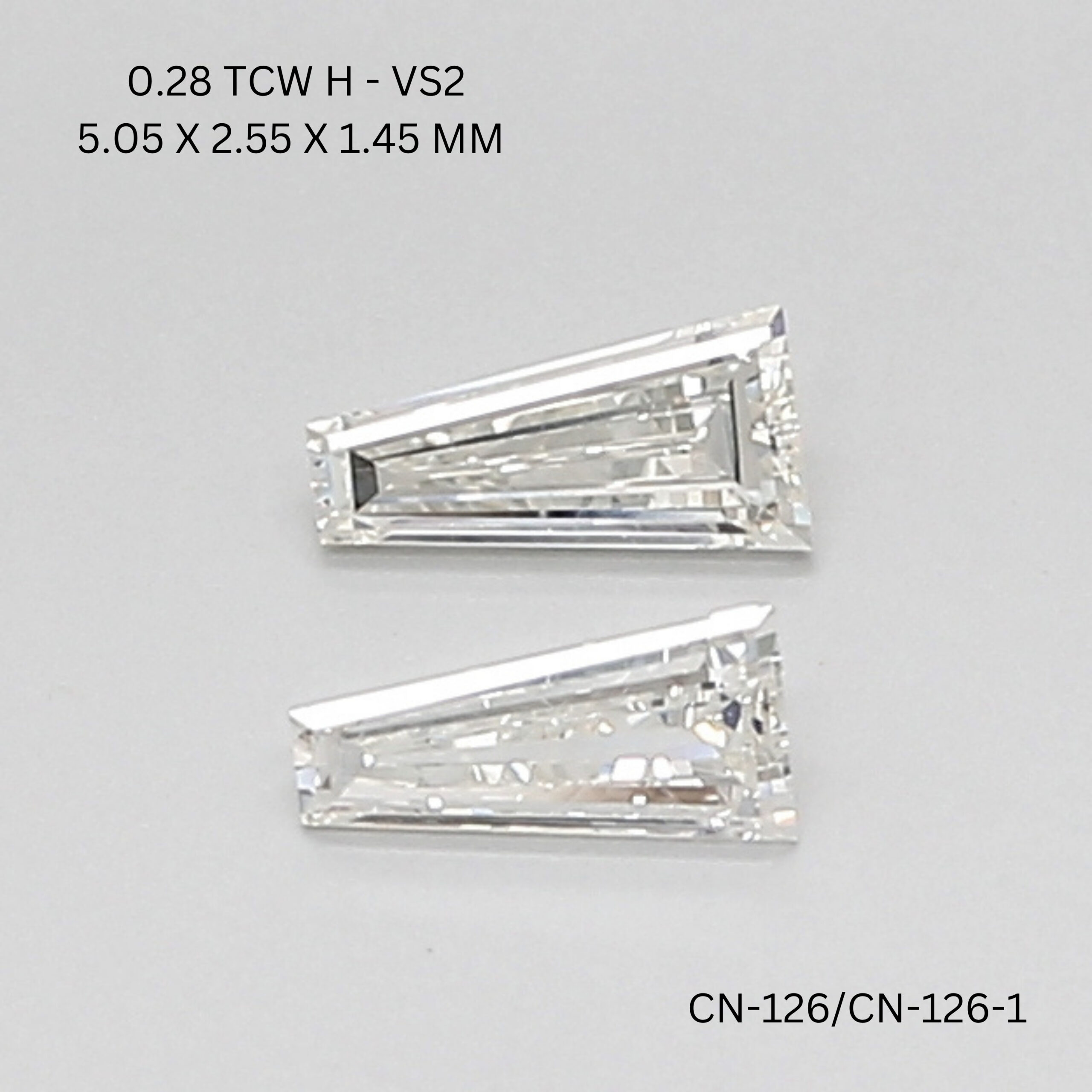 0.28 CT H VS2 TAPER diamond Pairs Inventory