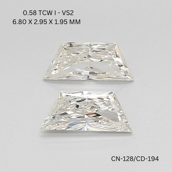 0.58 CT I VS2 TRAPEZOID diamond Pairs Inventory