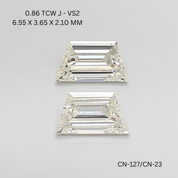 0.86 CT J VS2 TRAPEZOID diamond Pairs Inventory