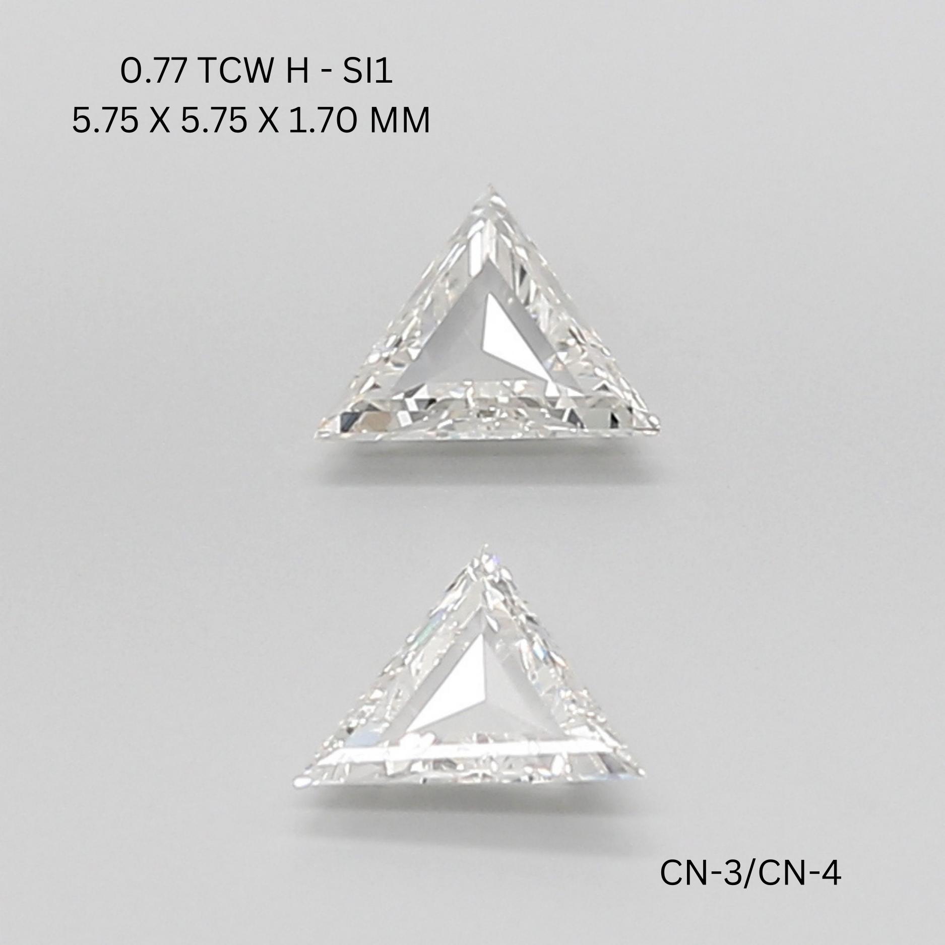 0.77 CT H SI1 TRIANGULAR diamond Pairs Inventory