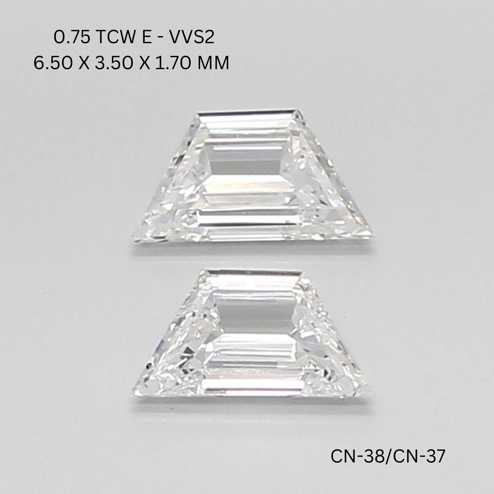 0.61 CT E VVS2 TRAPEZOID diamond Pairs Inventory