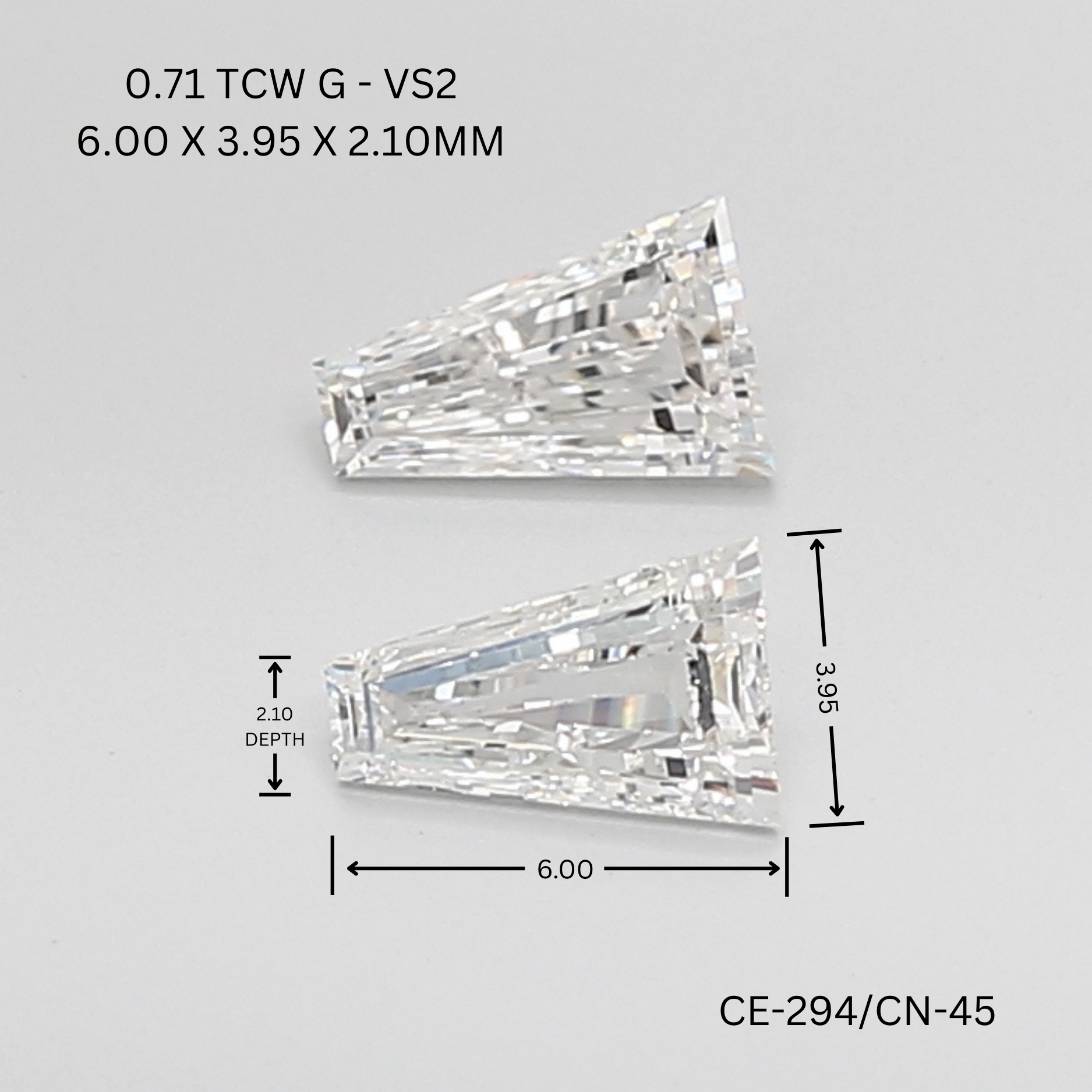 0.71 CT G VS2 TAPER diamond Pairs Inventory