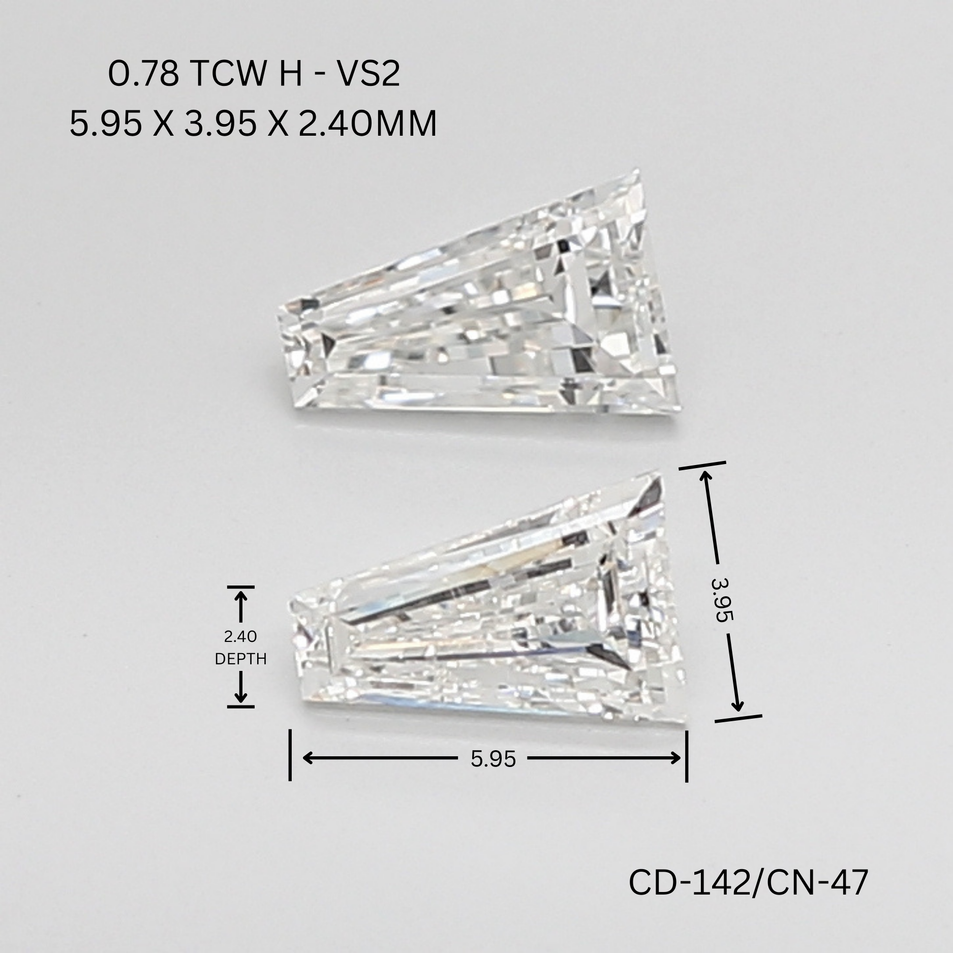 0.78 CT H VS2 TAPER diamond Pairs Inventory