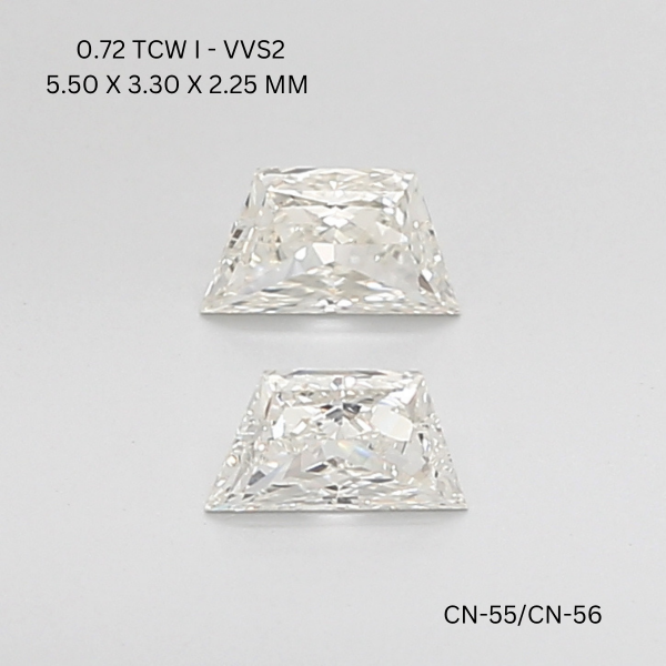 0.63 CT I VVS2 TRAPEZOID diamond Pairs Inventory