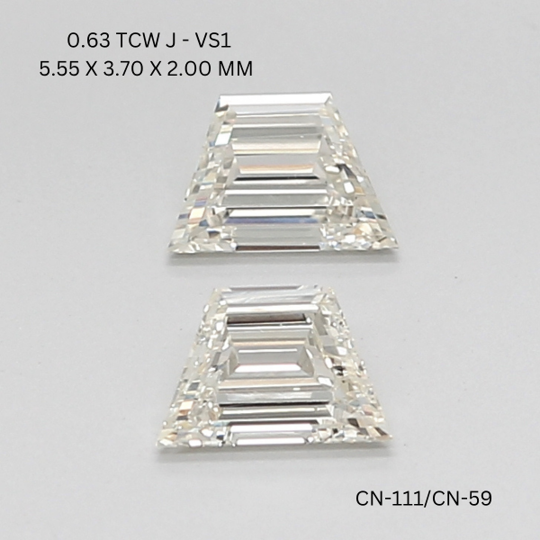 0.63 CT J VS1 TRAPEZOID diamond Pairs Inventory