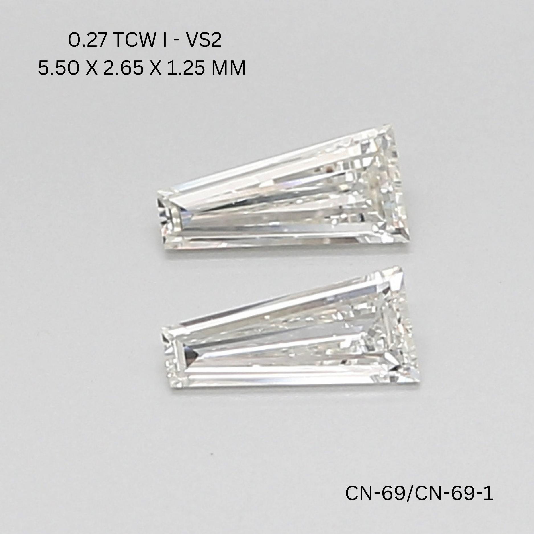 0.27 CT I VS2 TAPER diamond Pairs Inventory