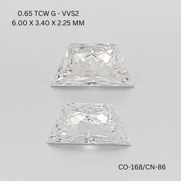 0.65 CT G VVS2 TRAPEZOID diamond Pairs Inventory