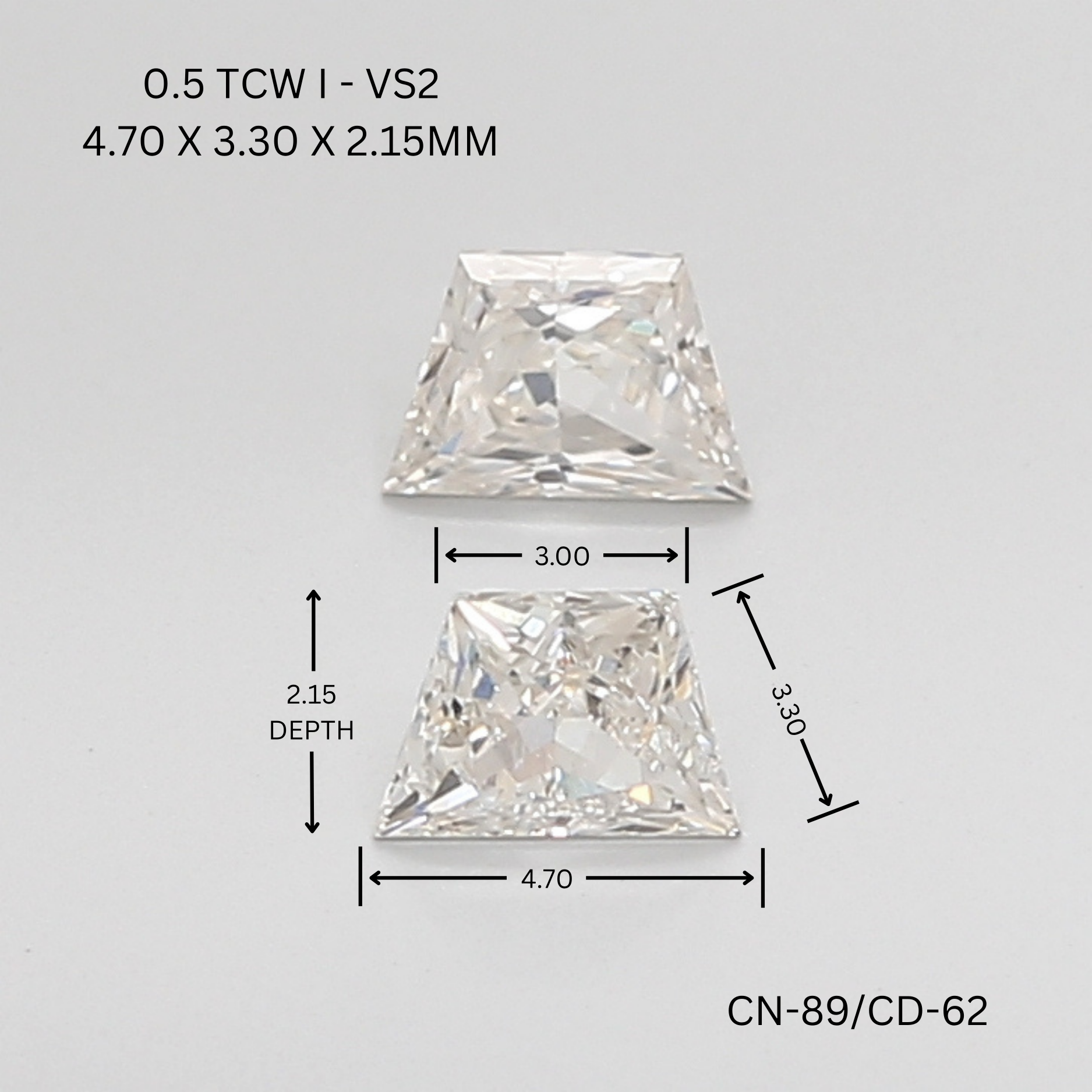 0.5 CT I VS2 TRAPEZOID diamond Pairs Inventory