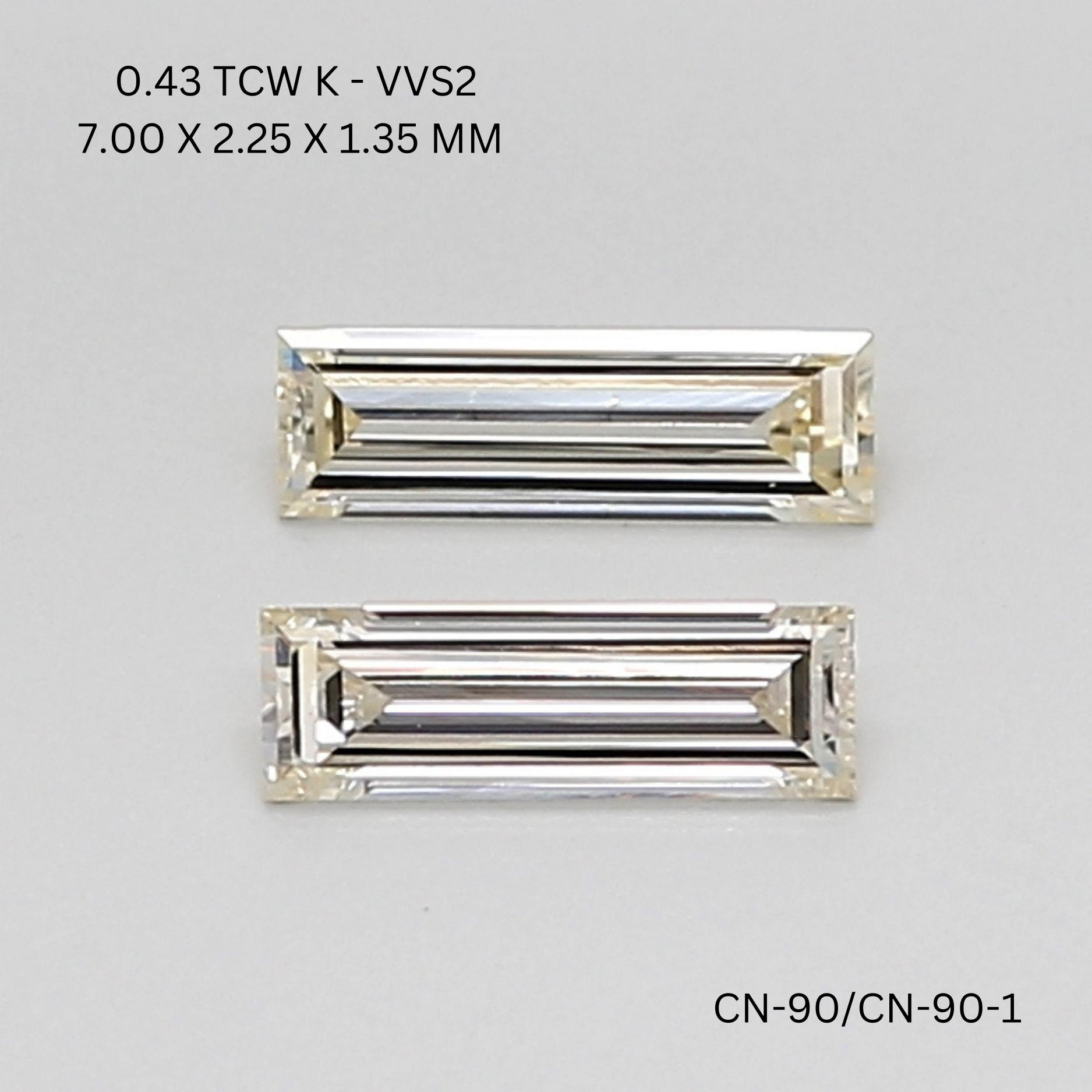 0.43 CT K VVS2 BAGUETTE diamond Pairs Inventory