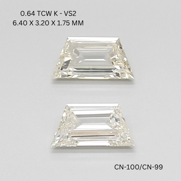 0.64 CT K VS2 TRAPEZOID diamond Pairs Inventory