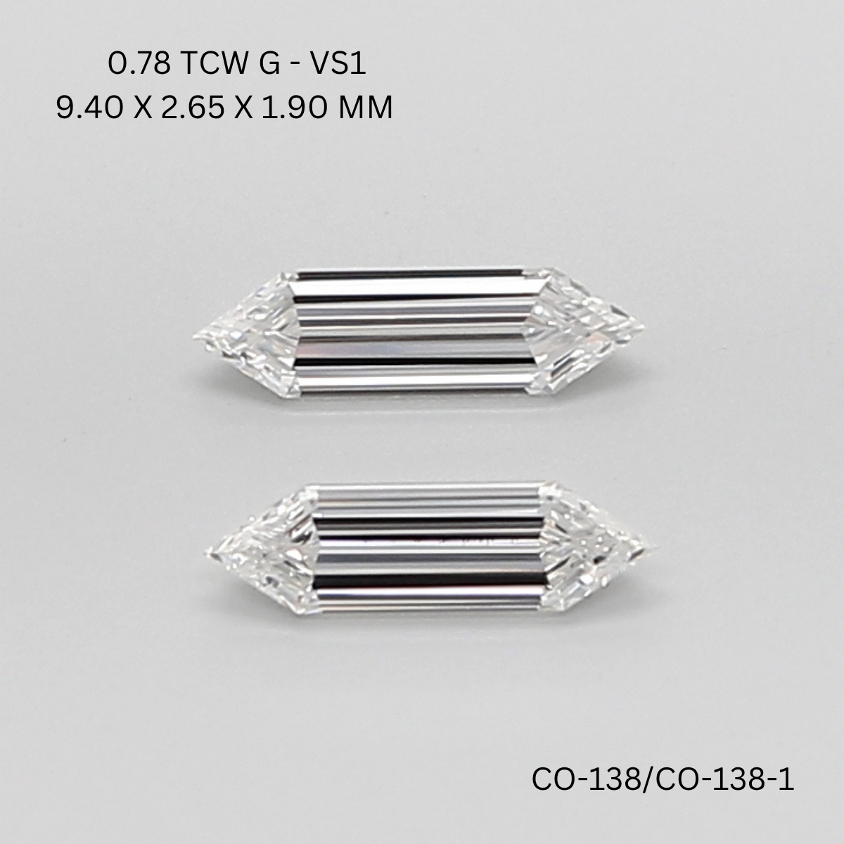0.78 CT G VS1 HEXAGONAL diamond Pairs Inventory