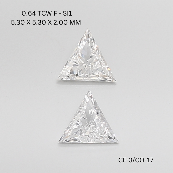 0.64 CT F SI1 TRIANGULAR diamond Pairs Inventory