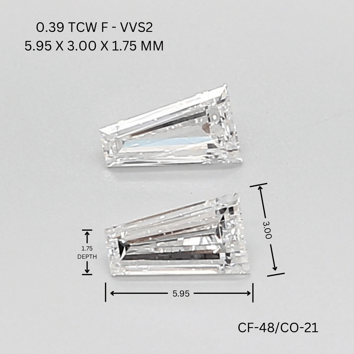 0.39 CT F VVS2 TAPER diamond Pairs Inventory