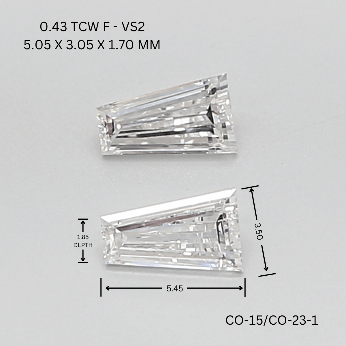 0.43 CT F VS2 TAPER diamond Pairs Inventory