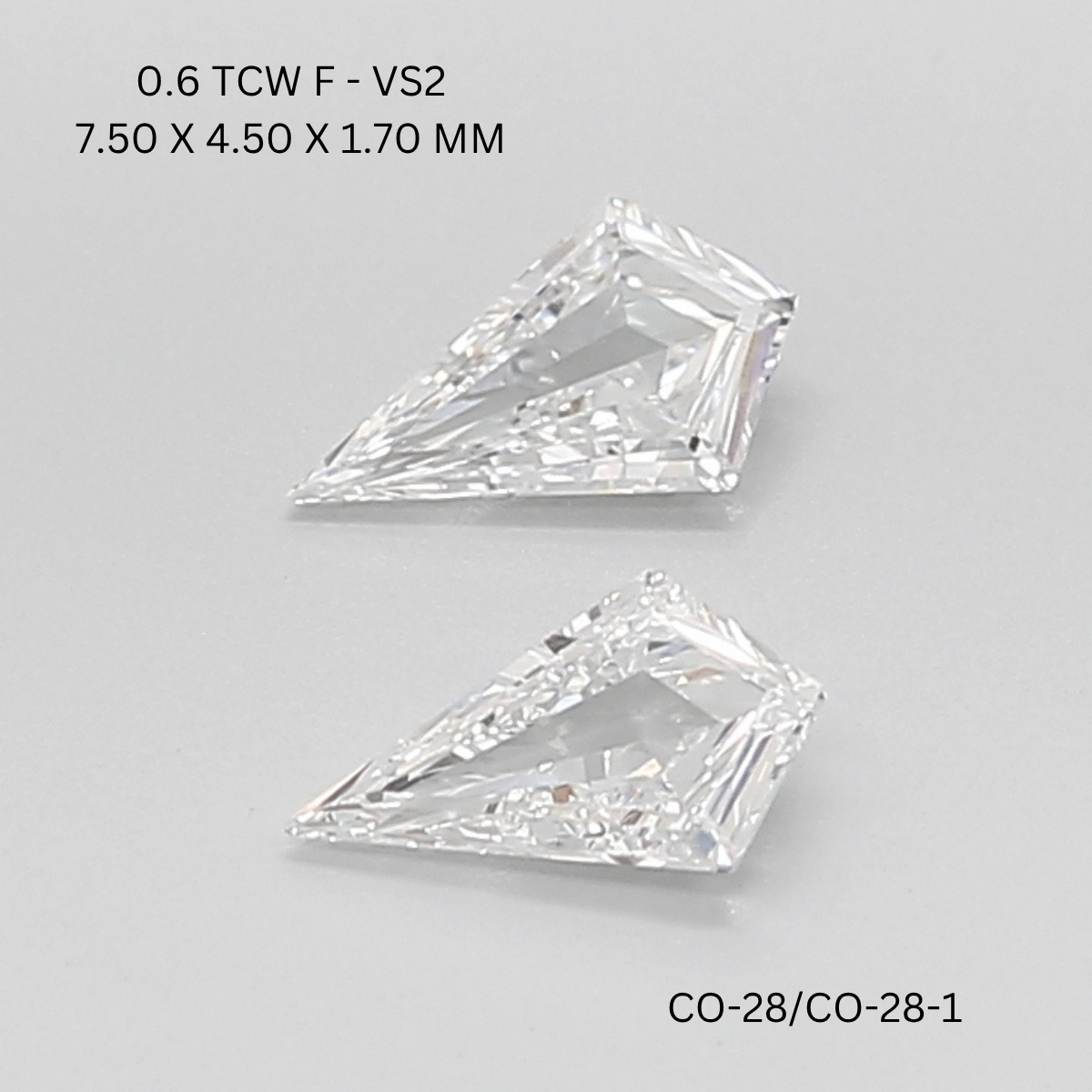 0.6 CT F VS2 KITE diamond Pairs Inventory