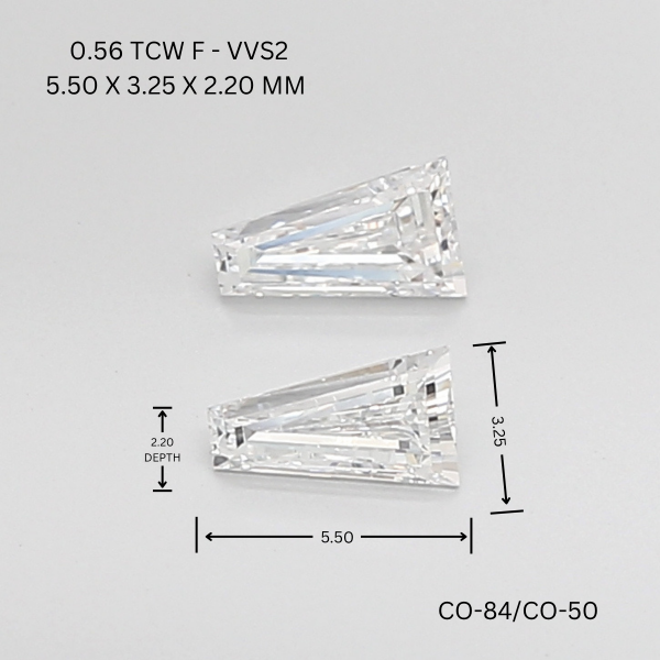 0.56 CT F VVS2 TAPER diamond Pairs Inventory