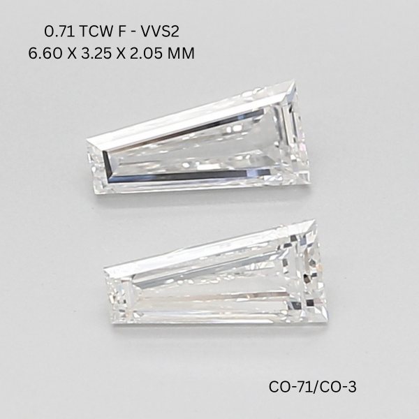 0.71 CT F VVS2 TAPER diamond Pairs Inventory