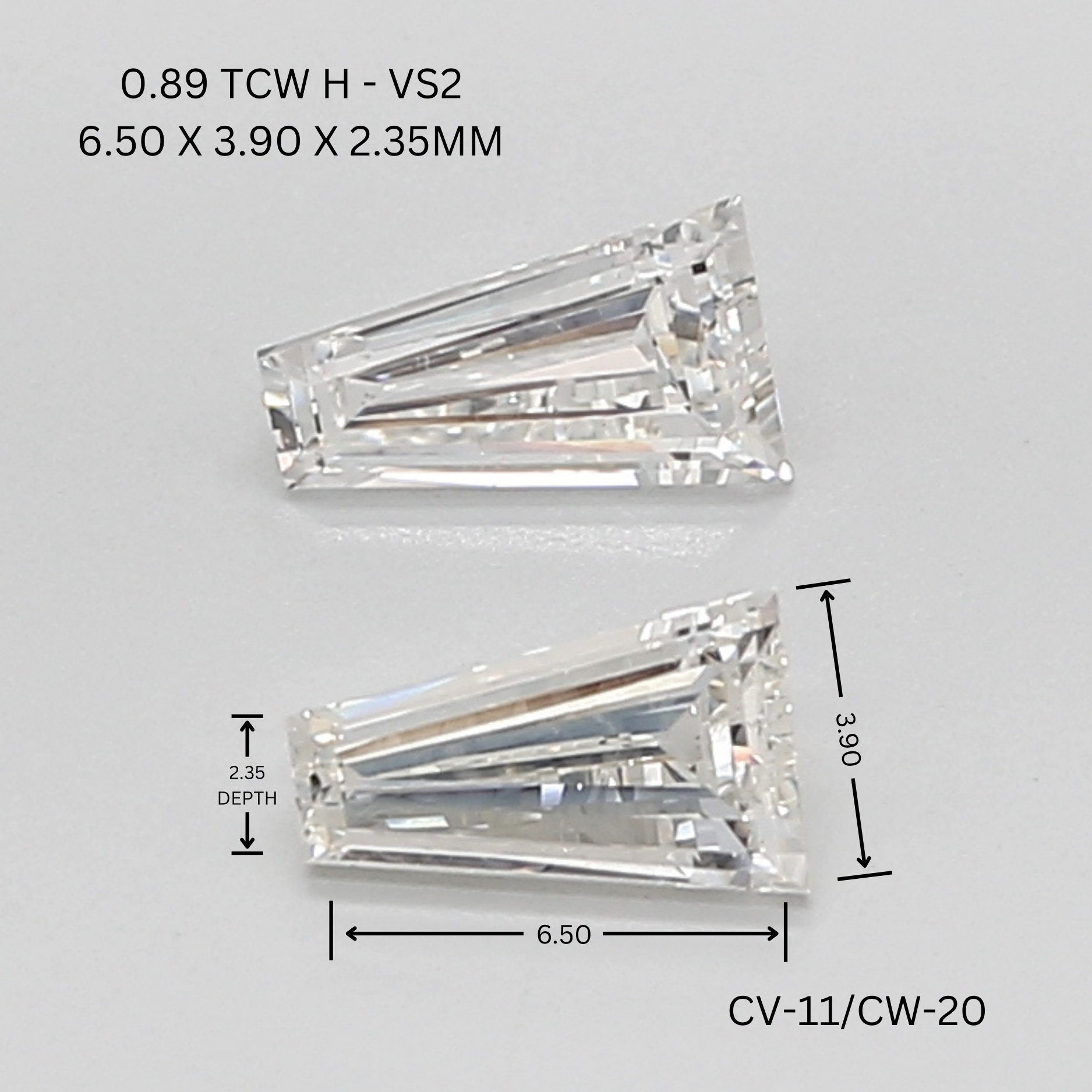 0.89 CT H VS2 TAPER diamond Pairs Inventory