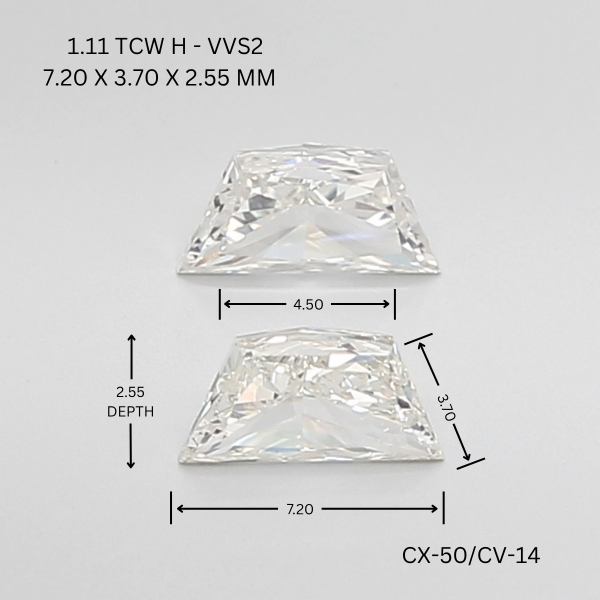 1.11 CT H VVS1 TRAPEZOID diamond Pairs Inventory
