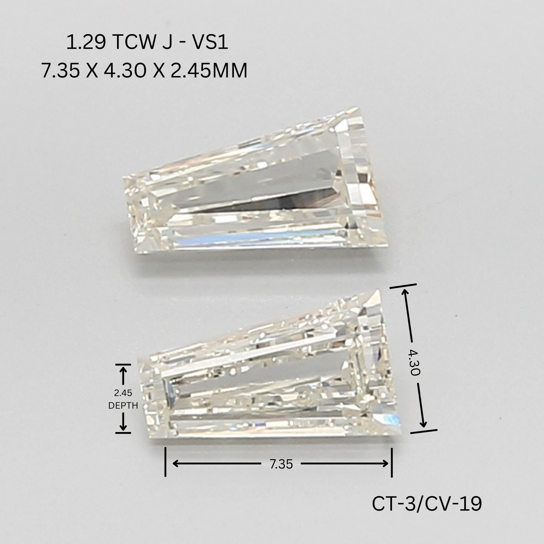 1.29 CT J VS1 TAPER diamond Pairs Inventory