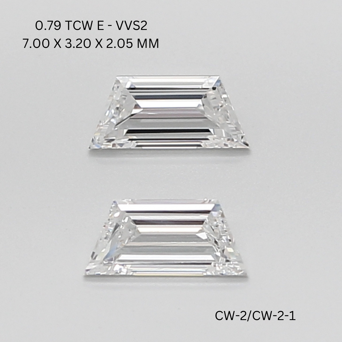 0.79 CT E VVS2 TRAPEZOID diamond Pairs Inventory