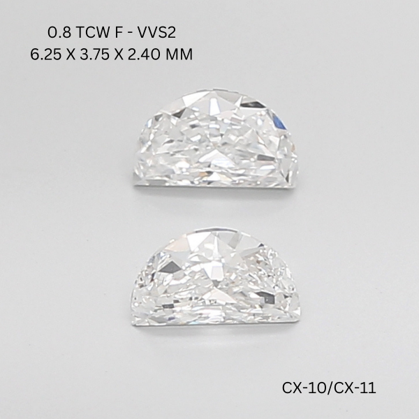0.8 CT F VVS2 HALF MOON diamond Pairs Inventory