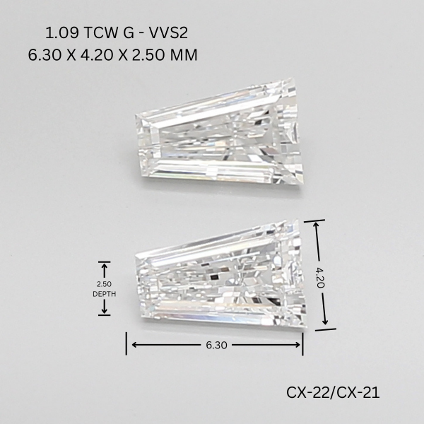 1.09 CT G VVS2 TAPER diamond Pairs Inventory