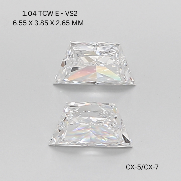 1.04 CT E VS2 TRAPEZOID diamond Pairs Inventory