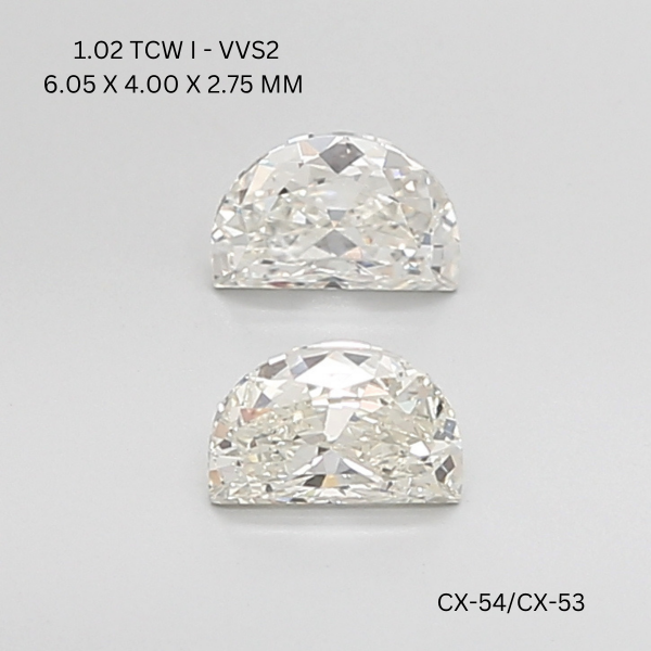 1.02 CT I VVS2 HALF MOON diamond Pairs Inventory