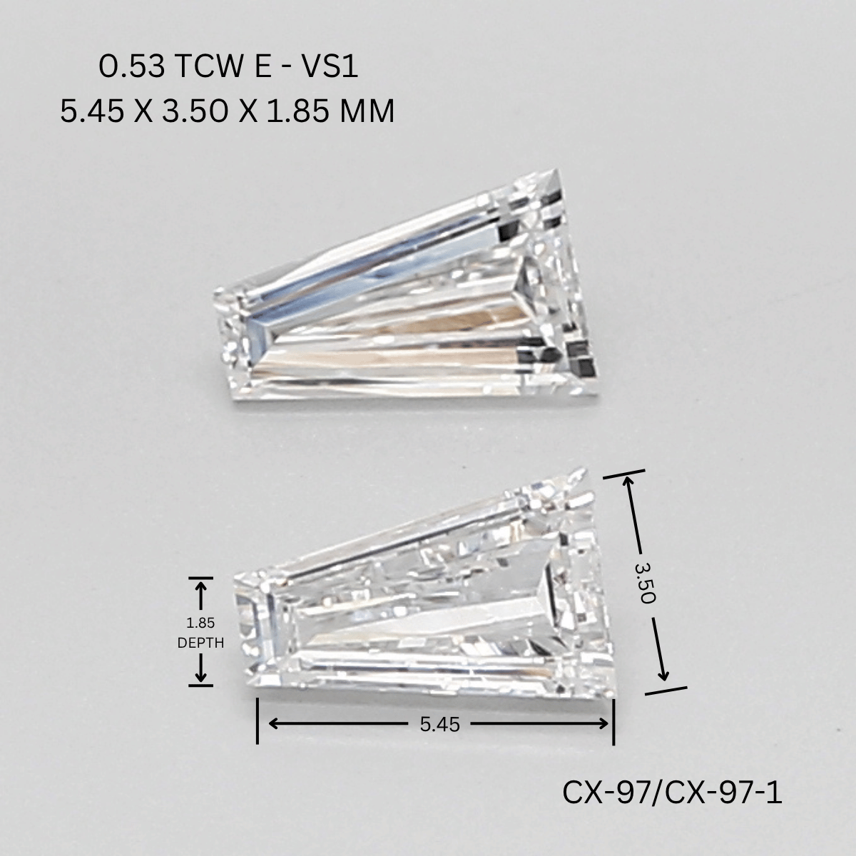 0.53 CT E VS1 TAPER diamond Pairs Inventory