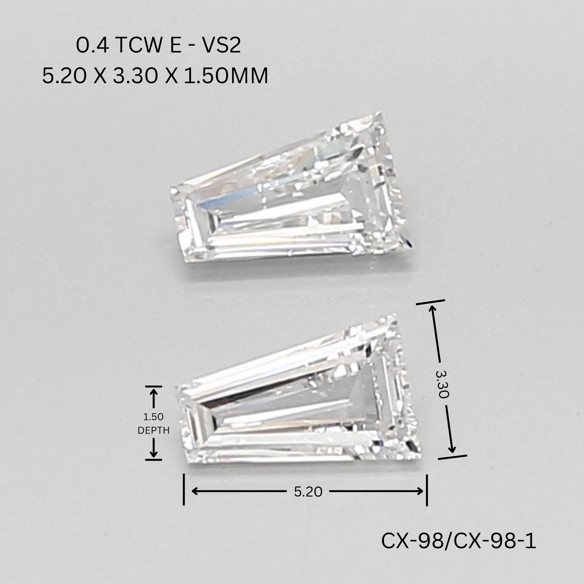 0.4 CT E VS2 TAPER diamond Pairs Inventory