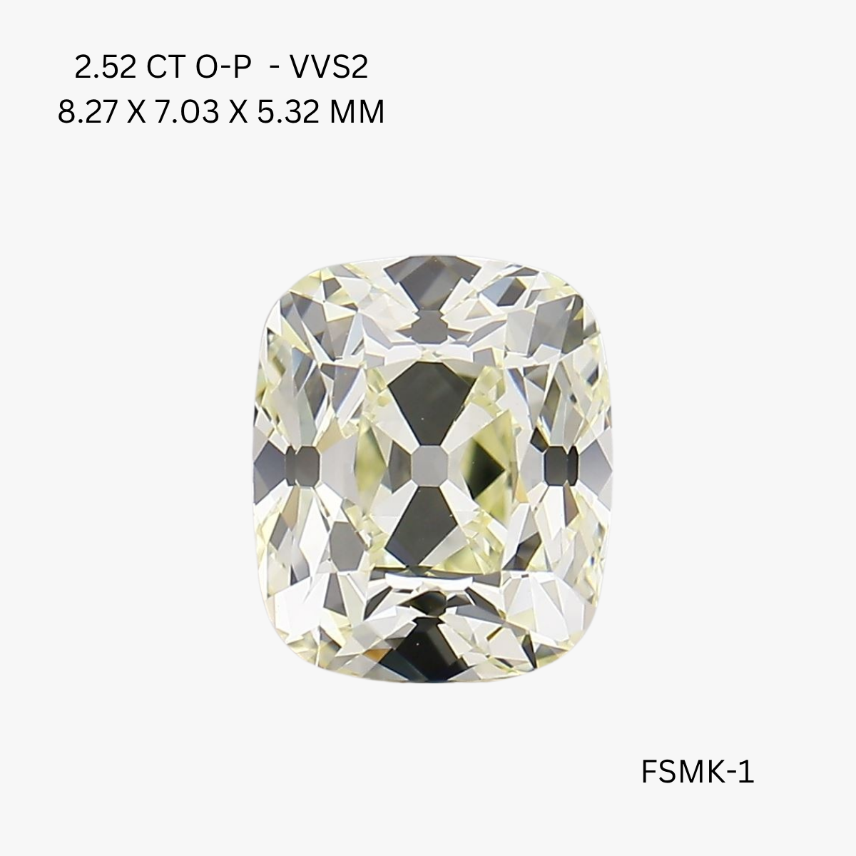 2.52 CT O-P VVS2 CUSHION diamond Fancy Shape