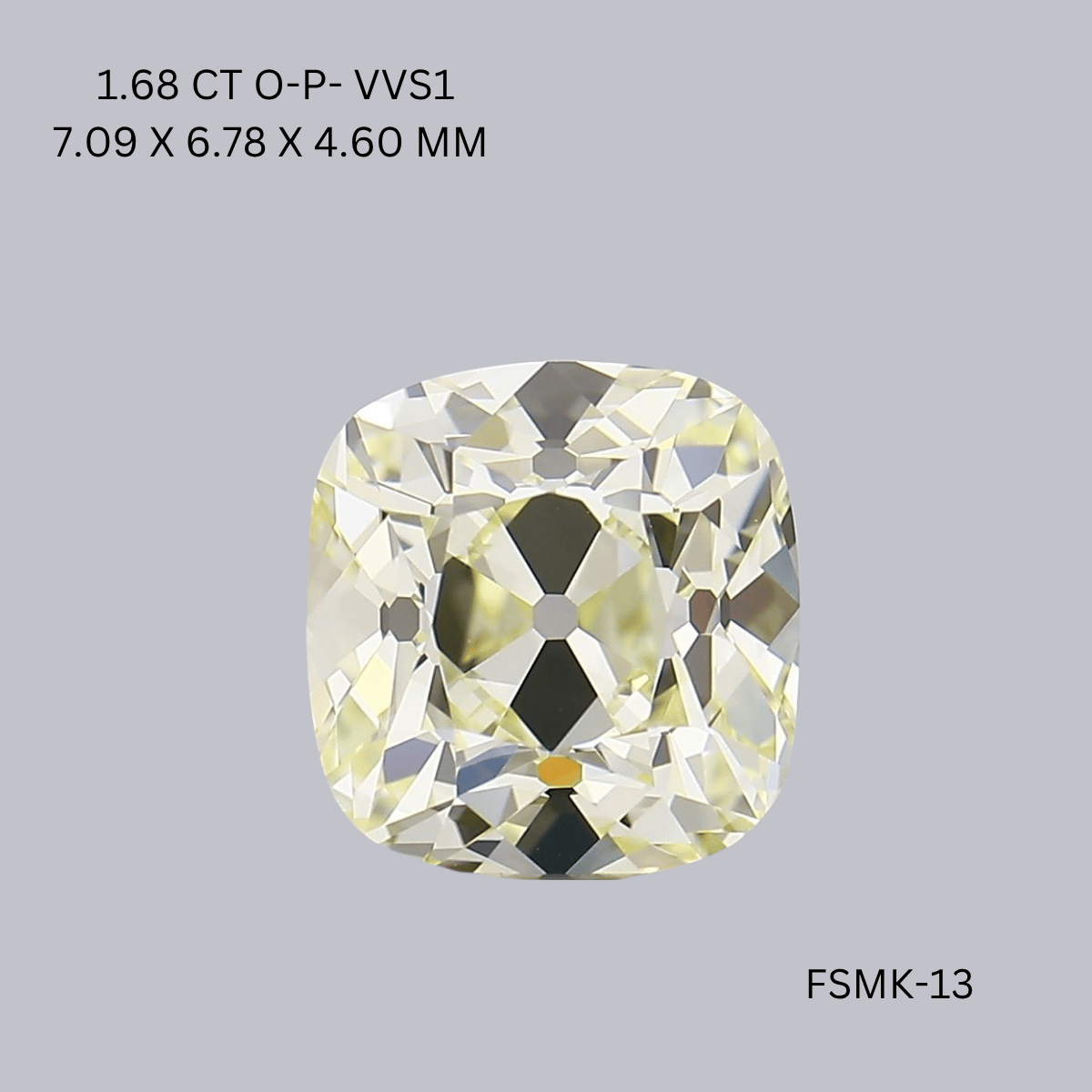 1.68 CT O-P VVS1 CUSHION diamond Fancy Shape