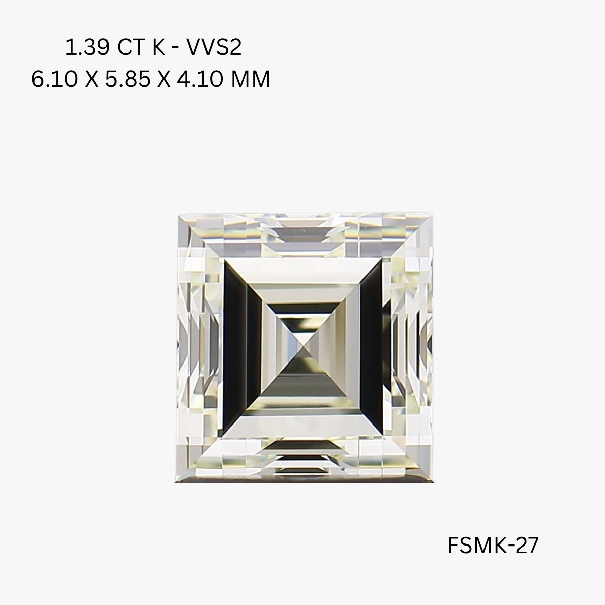 1.39 CT K VVS2 SQUARE diamond Fancy Shape