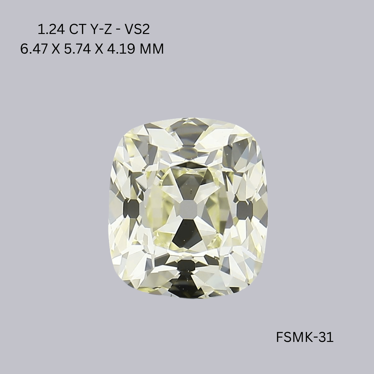 1.24 CT Y-Z VS2 CUSHION diamond Fancy Shape