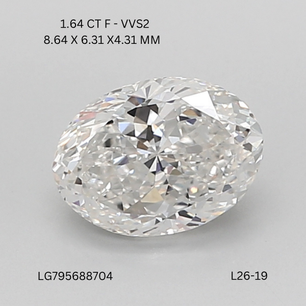 1.64 CT F VVS2 OVAL diamond Fancy Shape