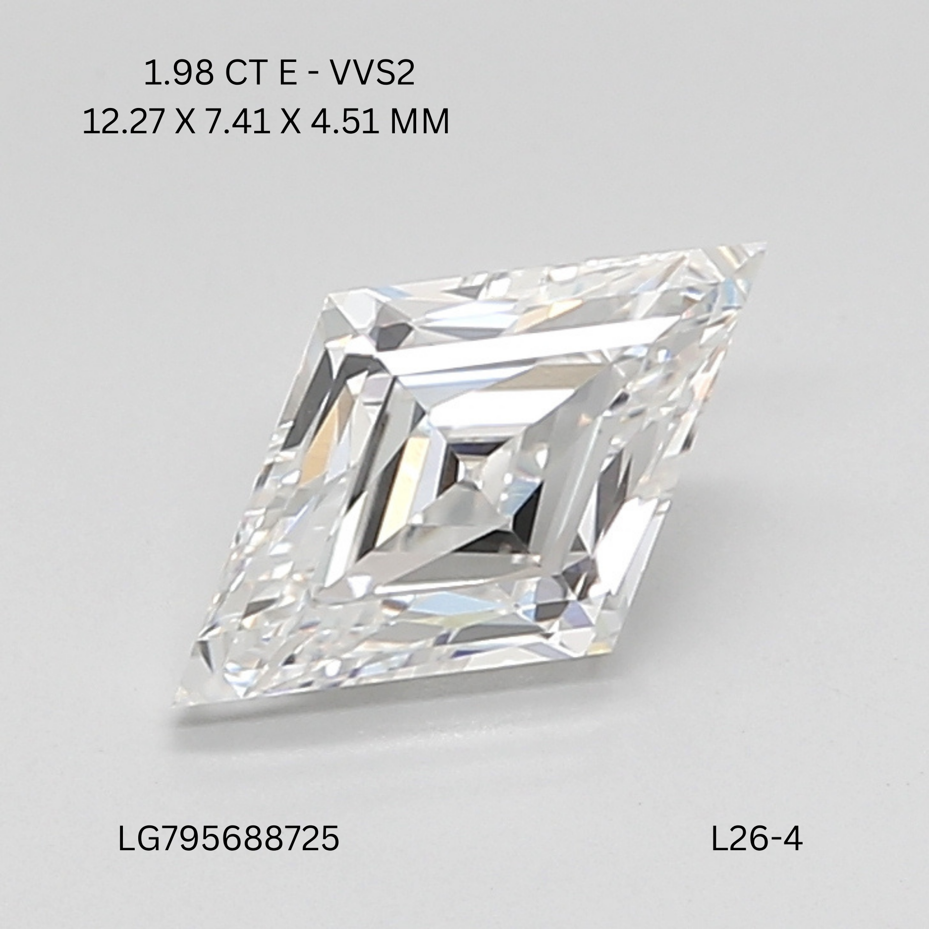 1.98 CT E VVS2 LOZENGE diamond Fancy Shape